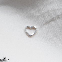"Open My Heart" charm in silver with white stones