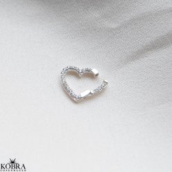 "Open My Heart" charm in silver with white stones