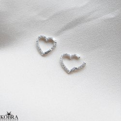 "Open My Heart" charm in silver with white stones