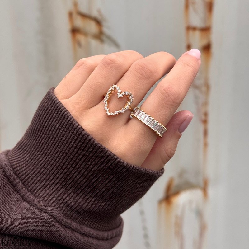 "Krystal" 18 karat forgyldt eternity ring med baguette sten