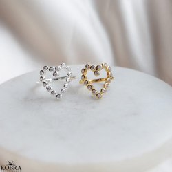 "Love" hjerteformet ring i slv med hvide zirkonia sten