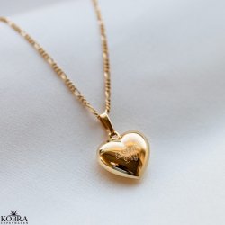 "Liva" 18 karat forgyldt smuk hjerte halskęde inklusiv gravering