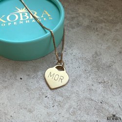 "Krlek" smuk guldhjerte halskde inklusiv gravering