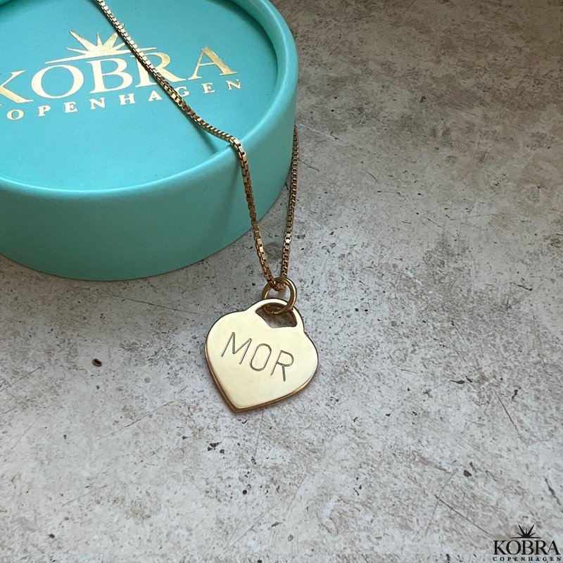 "Krlek" smuk guldhjerte halskde inklusiv gravering