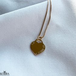 "Krlek" smuk guldhjerte halskde inklusiv gravering