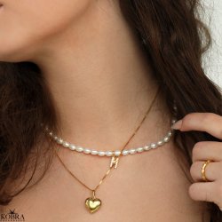 "Karma" 18 karat forgyldt hjerte med kors og din indgravering