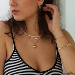 "Karma" 18 karat forgyldt hjerte med kors og din indgravering