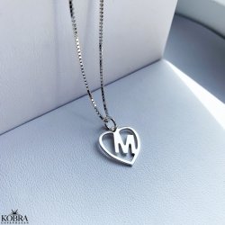 "Soul" hjerte halskde i slv med personligt bogstav