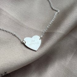 "Bella" slv hjerte halskde inklusiv personlig gravering