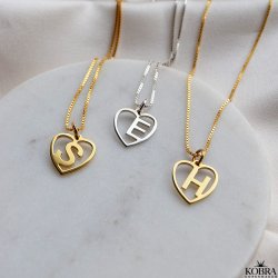 "Soul" guld hjerte halskde med dit bogstav