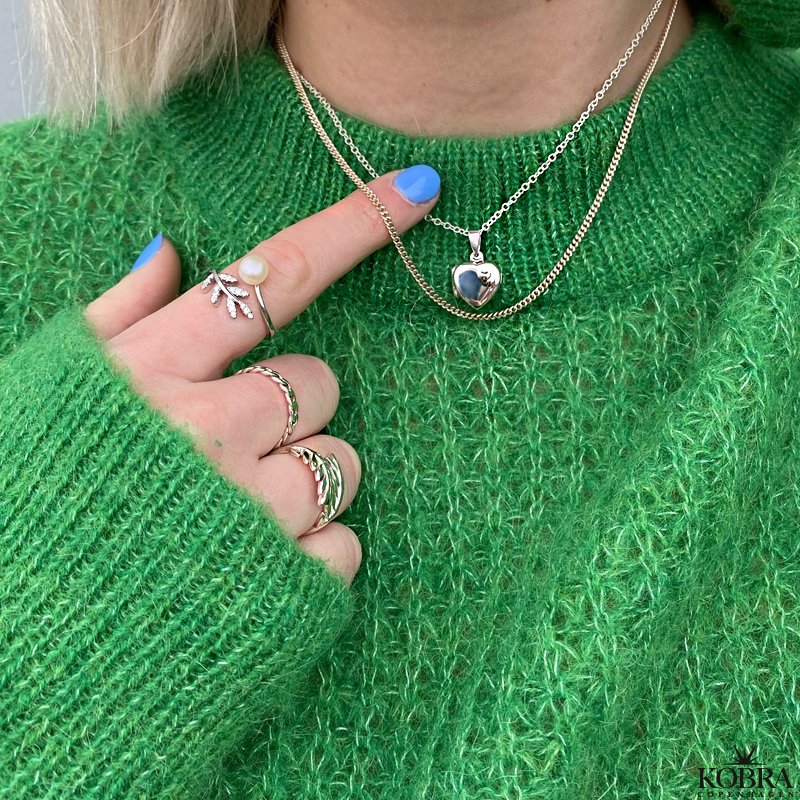 "Jasmin" hjerte medaljon i slv