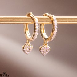 "Cindy" guld hjertereringe med lyserde sten