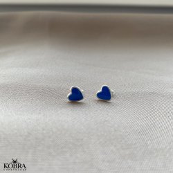 "Valentina" - smukke sm slv hjerte reringe med emalje i sort eller bl