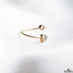 "Junie" 18k gold plated ring with double hearts