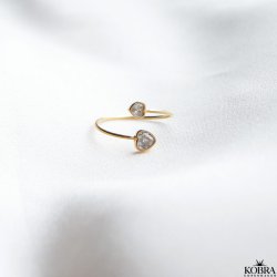 "Junie" 18k gold plated ring with double hearts