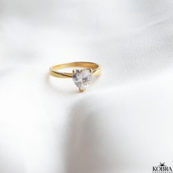 "Joy" guld hjerte ring med smuk zirkonia sten