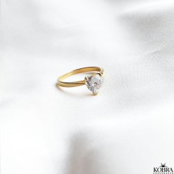 "Joy" guld hjerte ring med smuk zirkonia sten