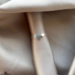 "Lila" enkel slv ring med hjerter