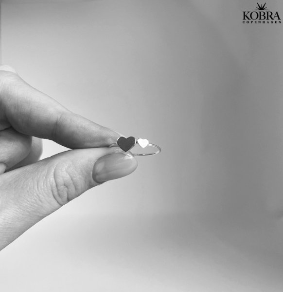 "Lila" enkel slv ring med hjerter