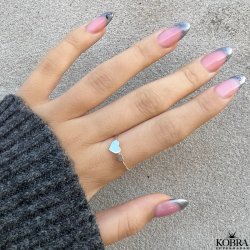 "Lila" enkel slv ring med hjerter