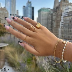 "Love" stor hjerte ring i guld