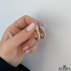"Honey" 18 karat forgyldte hoops med hvide sten