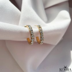 "Honey" 18 karat forgyldte hoops med hvide sten