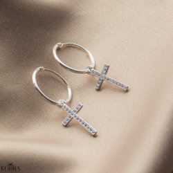 "Lucia" slv hoops / reringe med kors