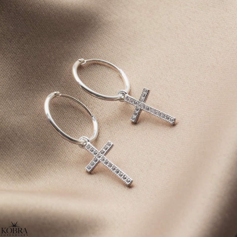 "Lucia" slv hoops / reringe med kors