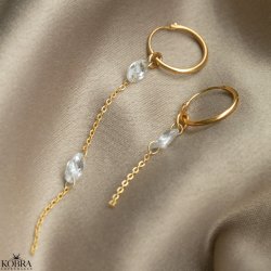  "Kimberly" gold earrings with chain and stones