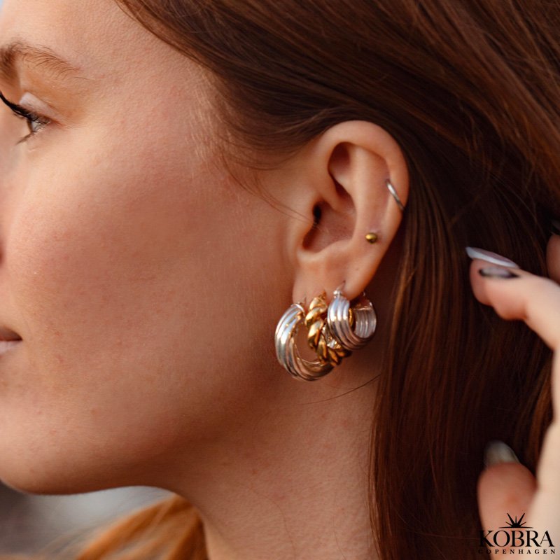 "Malibu" chunky hoops in sterling silver