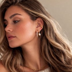 "Adelina" 18k gold-plated hammered earrings with freshwater pearls