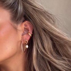 "Mellow" ear cuff with bead design in 18k gold-plated sterling silver.