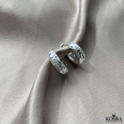 "Luna" large chunky hoops with stones in silver