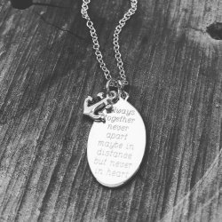 "Hope" slv halskde med lille anker inklusiv din personlige gravering