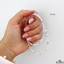 "Iceland" perlekjede med halvedelstener. Velg mellom Moonstone, Tourmaline, Howlite