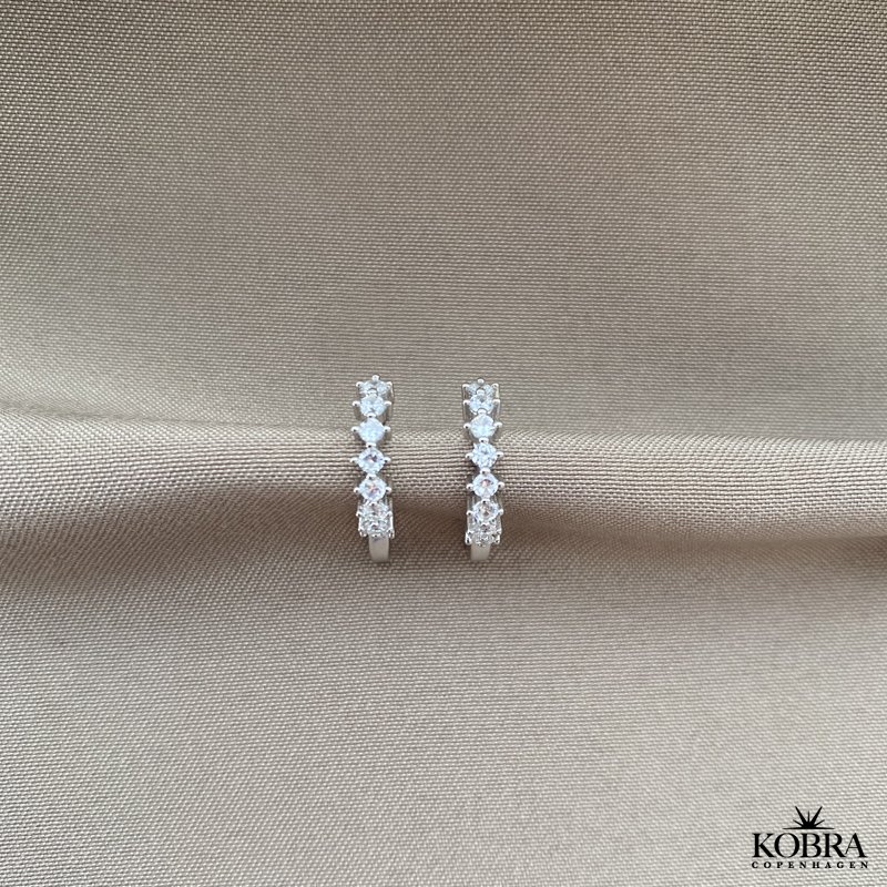 "Magnolia" silver hoops / earrings with colored stones