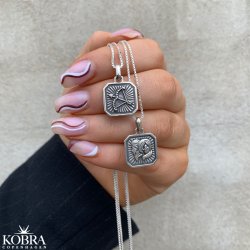 "Icon" firkantet stjernetegns halskde i sterling slv