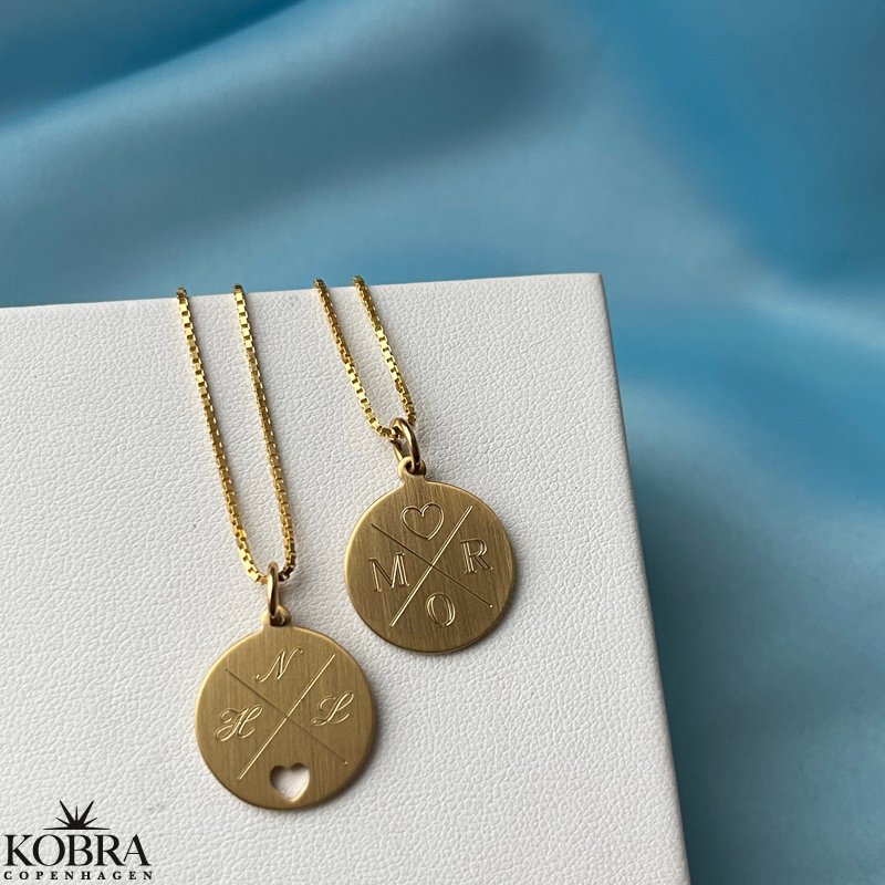 ID tag in 18 carat gold plated with "cross" and your personal engraving