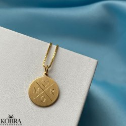 ID tag in 18 carat gold plated with "cross" and your personal engraving
