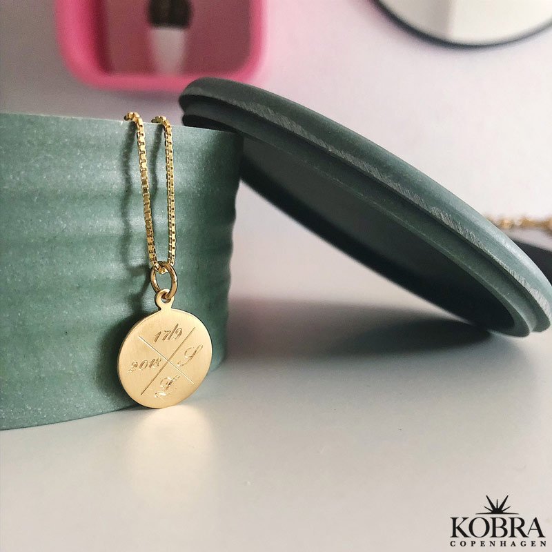 ID tag in 18 carat gold plated with "cross" and your personal engraving