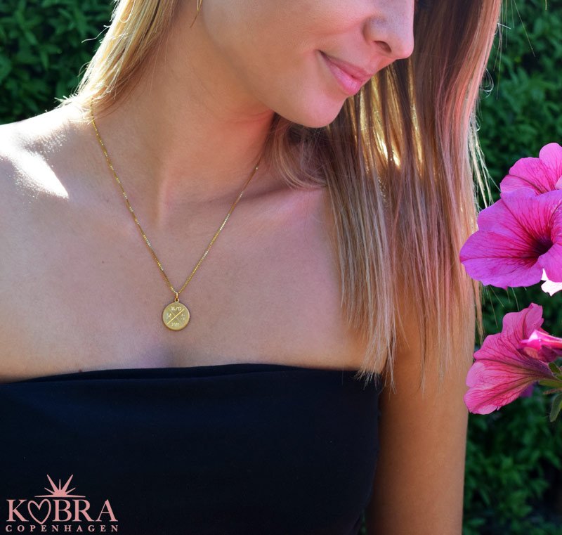 ID tag in 18 carat gold plated with "cross" and your personal engraving