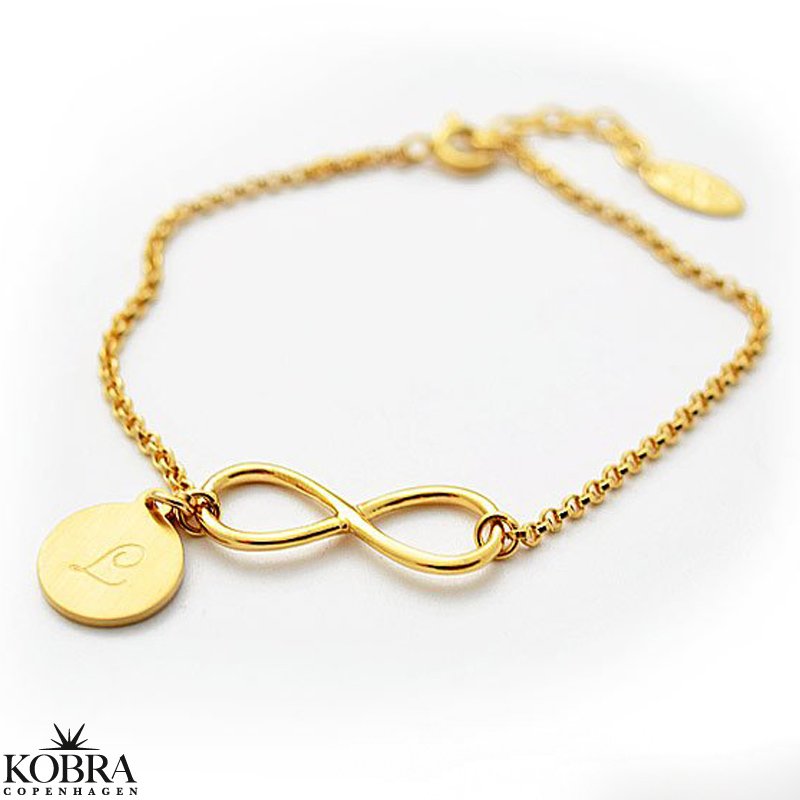 Infinity - goldplated bracelet with infinity sign and small ID tag incl. personal engraving