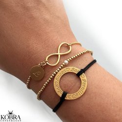 Infinity - goldplated bracelet with infinity sign and small ID tag incl. personal engraving