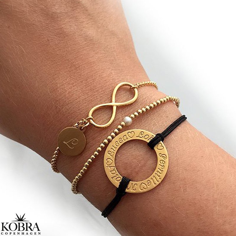 Infinity - goldplated bracelet with infinity sign and small ID tag incl. personal engraving