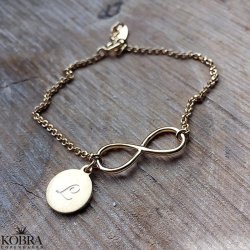 Infinity - goldplated bracelet with infinity sign and small ID tag incl. personal engraving