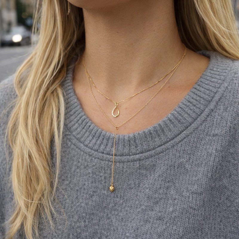 "Liva drop" halsband med hj�rta i 18k guldpl�terat sterlingsilver