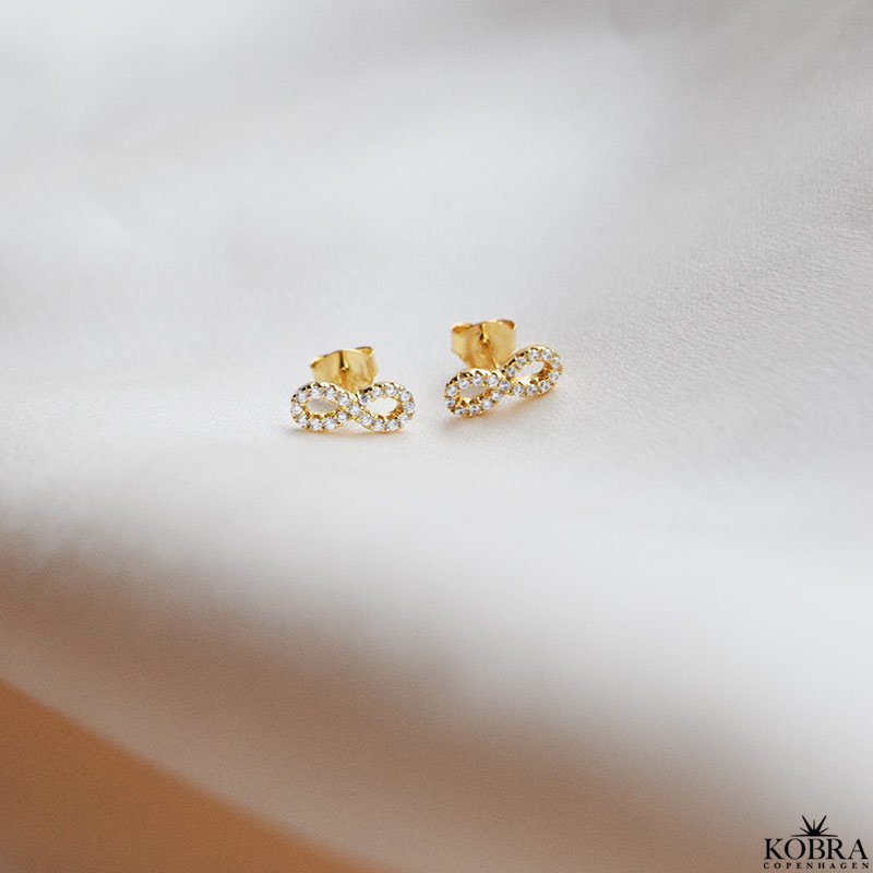 "Always" Infinity earrings with stones gold plated