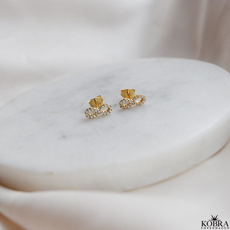 "Always" Infinity earrings with stones gold plated