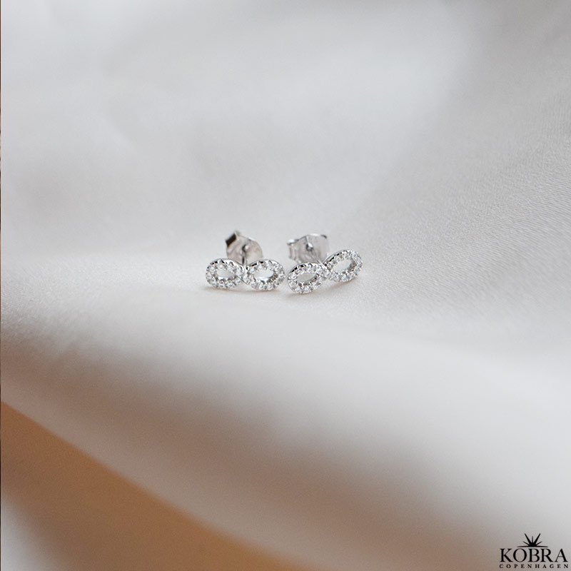 "Always"  Infinity earrings with silver stones